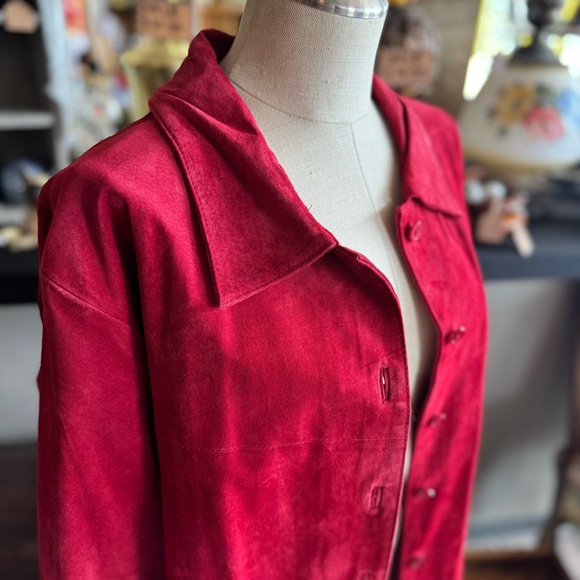 Denim & Co 90s/Y2K Red Suede Jakcet 1X - Picture 3 of 8